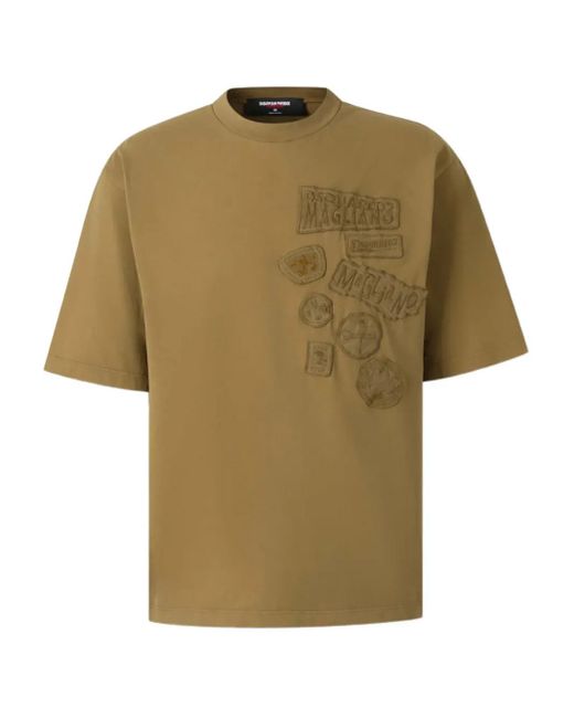 DSquared² Green Embroidered-Patch T-Shirt for men