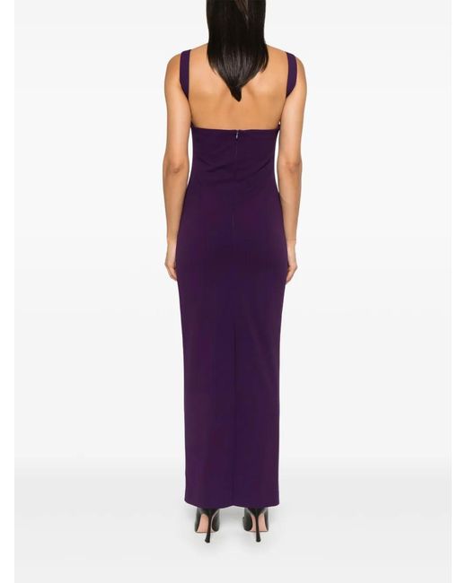 Blanca Vita Purple Crepe-Texture Maxi Dress