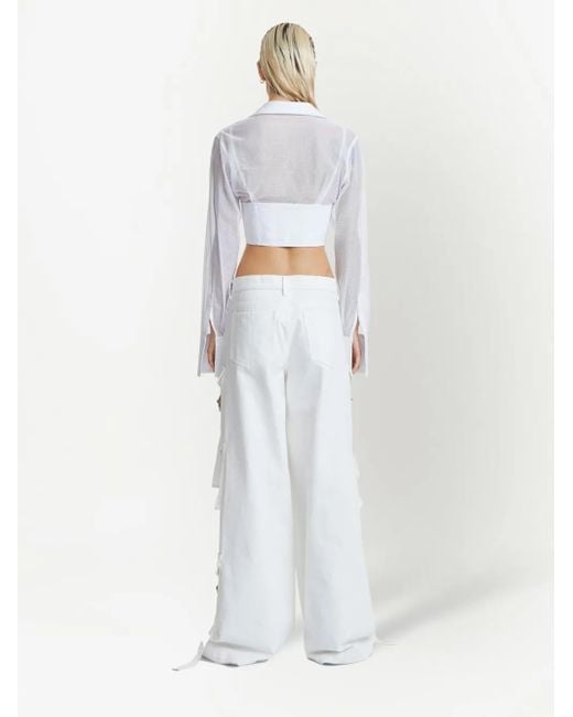 Dion Lee White Grid Sheer Corset Shirt
