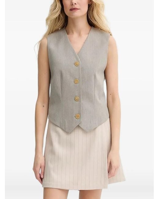 By Malene Birger Gray Occa Buttoned Sleeveless Vest