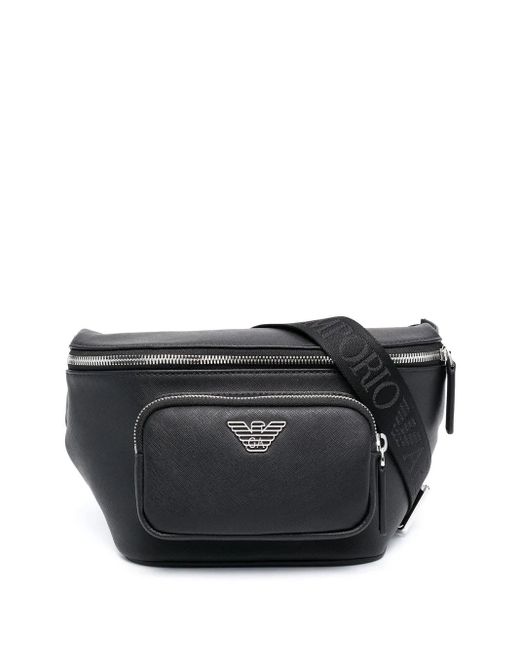 Bolso con placa del logo Emporio Armani de hombre de color Black