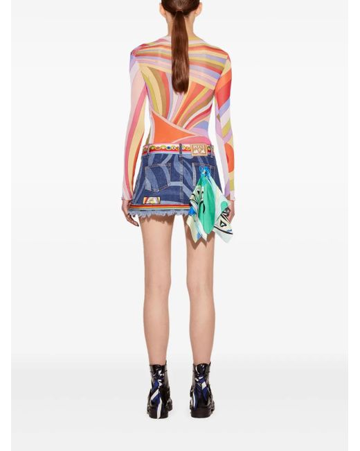 Emilio Pucci Blue Jeansrock mit Marmo-Print
