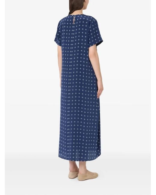 Weekend by Maxmara Blue Printed Silk Midi Dress
