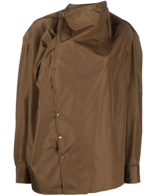 Lemaire Brown Soft Collar Silk Blouse