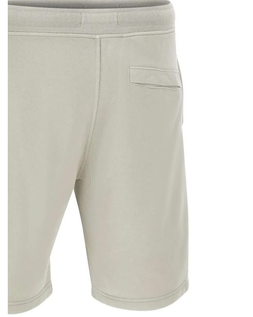 Stone Island Gray Drawstring-Fastening Cotton Shorts for men