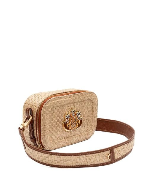 Isla Brown Woven Emblem Shoulder Bag