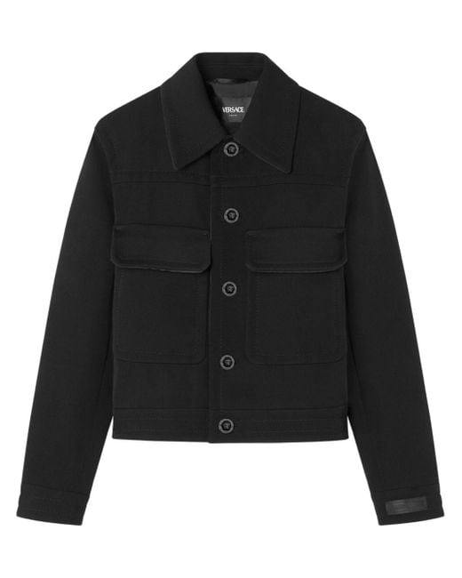 Versace Black Wool-Blend Twill Blouson Jacket for men