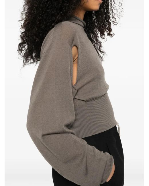 Rick Owens Gray Con High-Neck Top