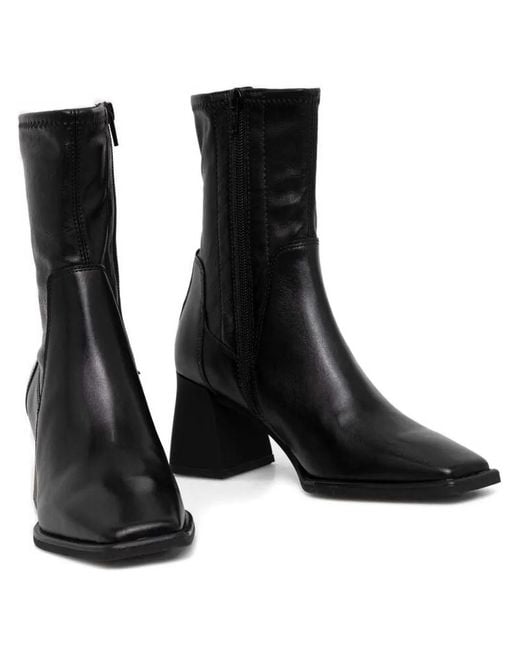 Vagabond Black Square-Toe Block-Heel Boots