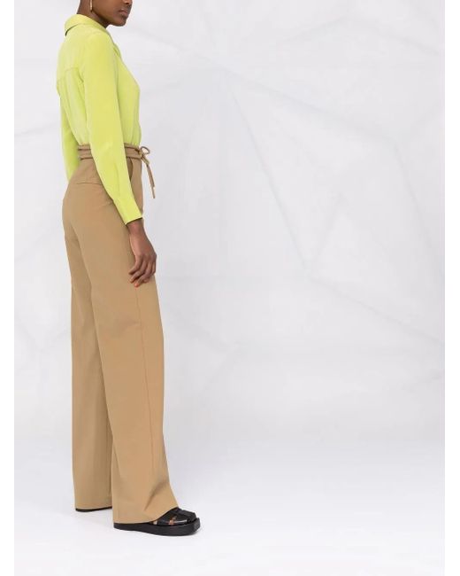 Pantalones anchos con cintura lazada Nanushka de color Natural