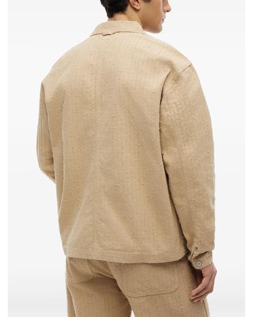 Tommy Hilfiger Natural Distressed-Effect Logo-Patch Jacket for men
