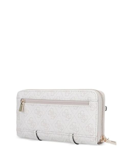 Guess White Monogram-Print Buckled Wallet