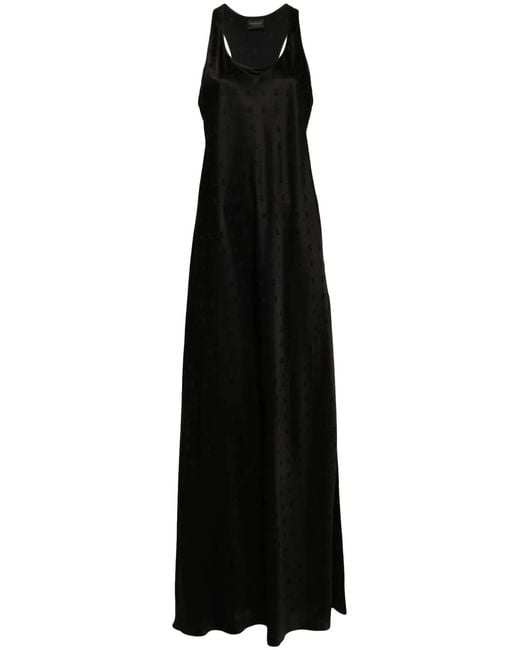 Balenciaga Black Logo Letters All Over Racer Back Gown