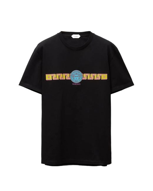 Versace Black Printed Cotton-Jersey Slim T-Shirt for men