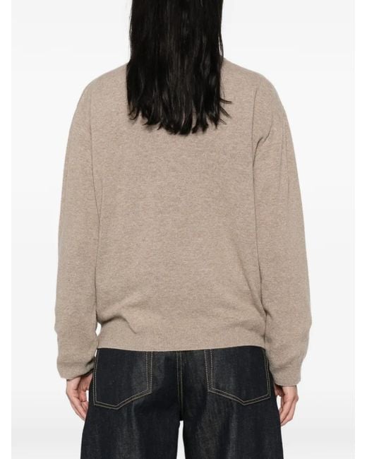 LA PISCINE Natural V-Neck Sweater
