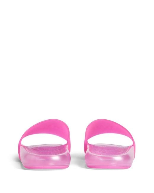 Balenciaga Pink Logo-Embossed Transparent Pool Slides