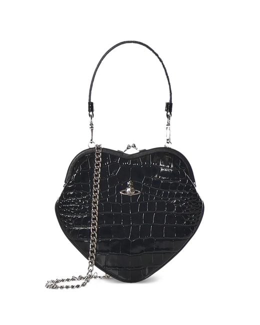 Vivienne Westwood Black Sac Cabas Heart En Cuir À Design Embossé