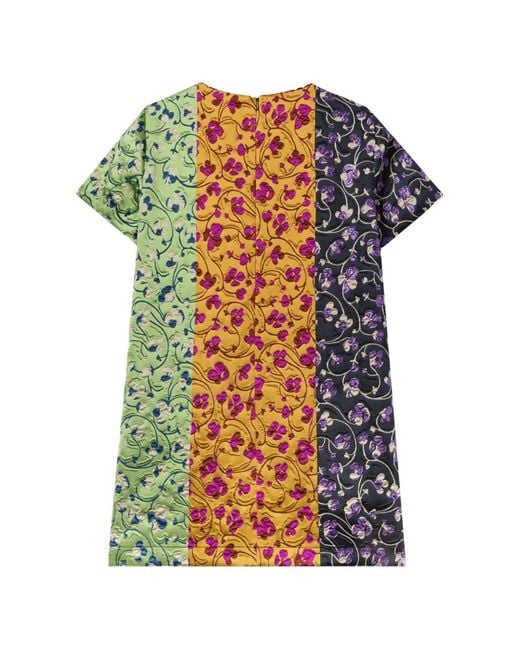 LaDoubleJ Green Swing Tricolor Floral Mini Mini Dress