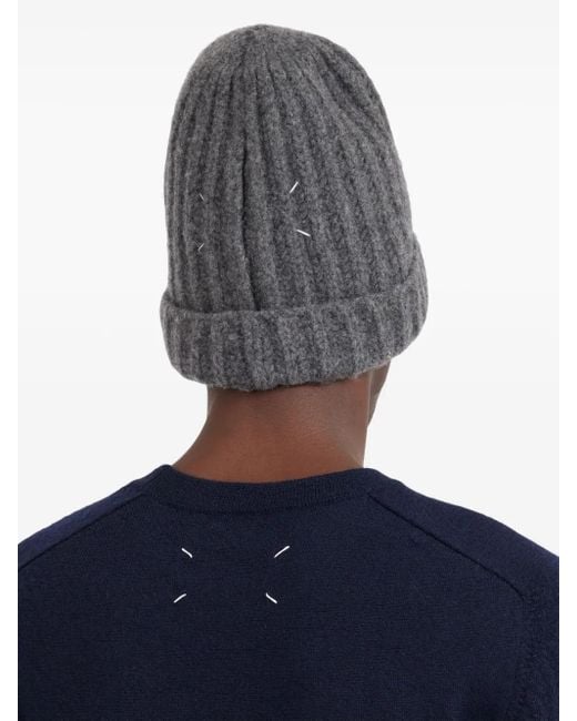 Maison Margiela Gray Four Stitch Beanie for men