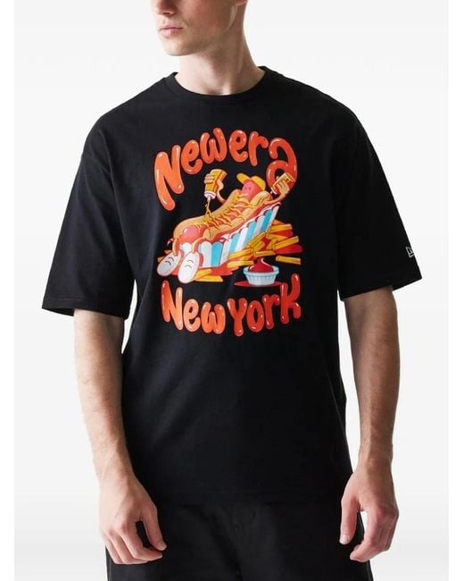 KTZ Black Hotdog Graphic-Print Oversized T-Shirt