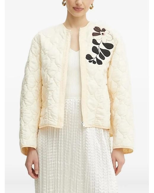 Forte_forte Natural Floral-Embroidered Bomber Jacket