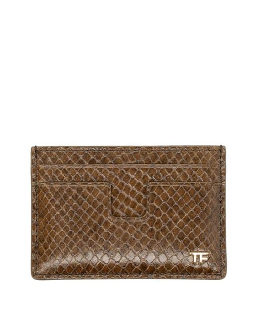 Tom Ford Brown Embossed Card Holder for men