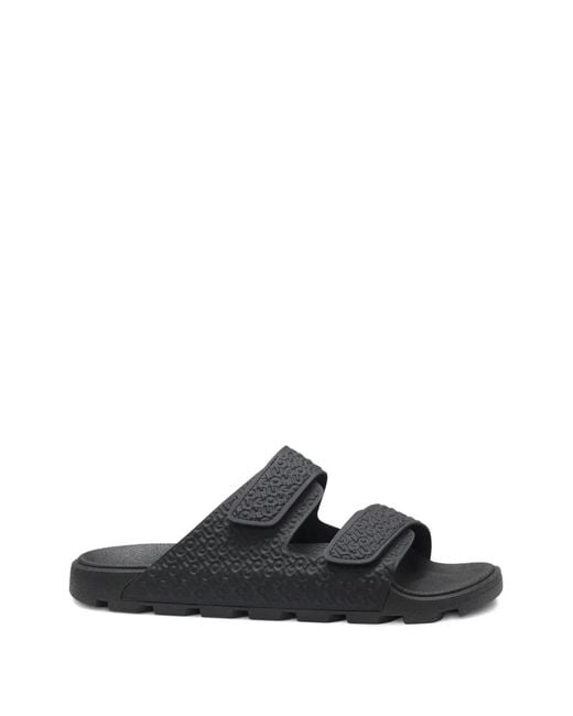HUGO White Textured Strap Slides for men
