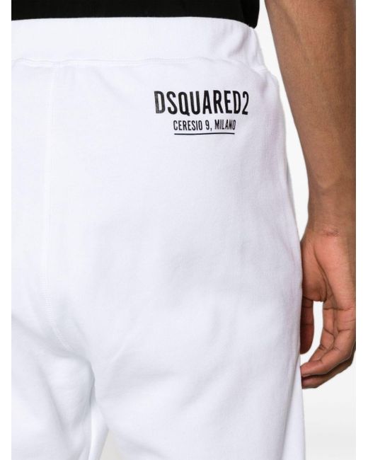 DSquared² White Logo-print Tapered Track Pants for men