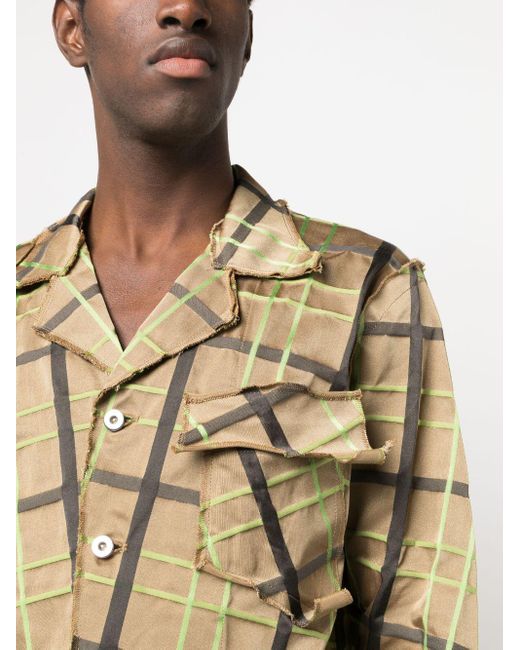 Sulvam Plaid-check Asymmetric Shirt in Natural for Men | Lyst