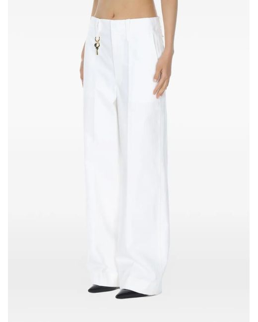 Carven White Wide Straight-Leg Trousers