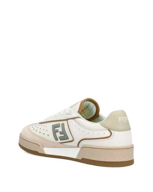 Fendi Leren Sneakers Met Ff Logo in het White