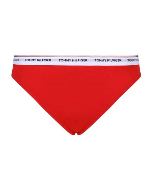 Tommy Hilfiger Red Logo-Waistband Thongs (Pack Of Three)