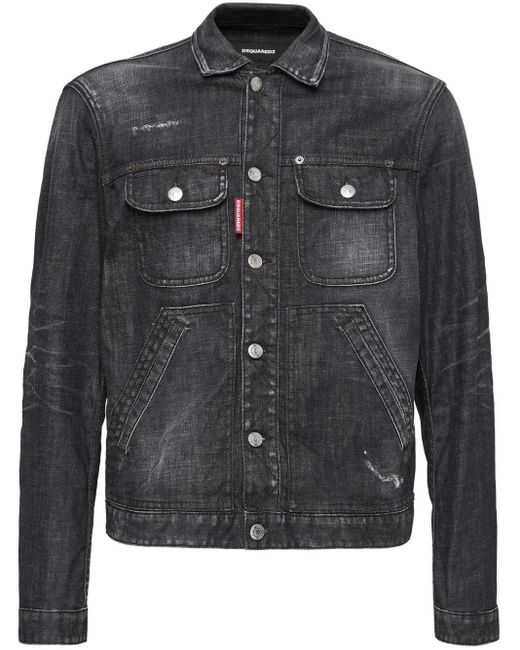 DSquared² Black Distressed Denim Jacket for men
