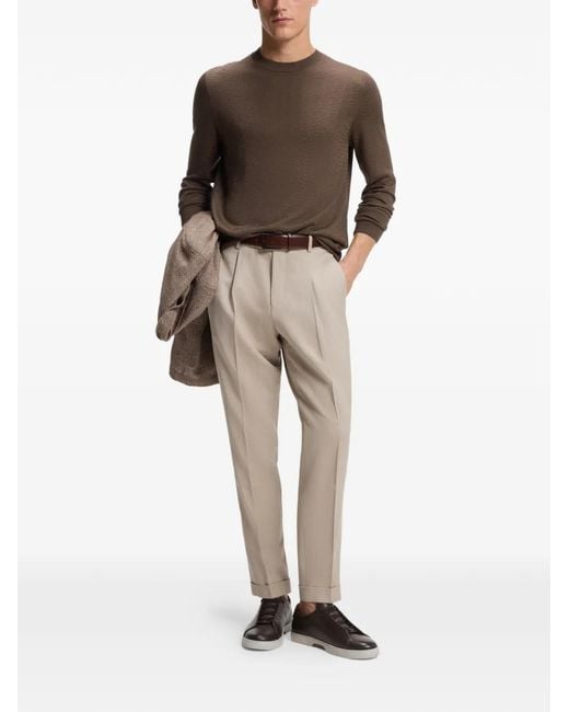 Boss Brown Gary Brushed Leather Sneakers for men