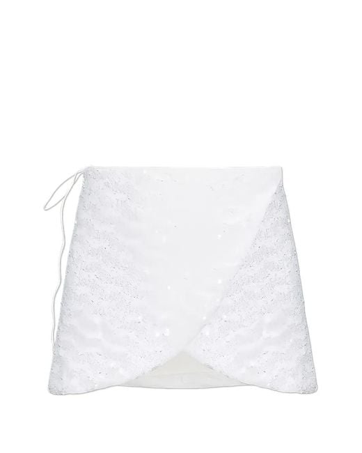 Oseree White Sequin-Embellished Pareo