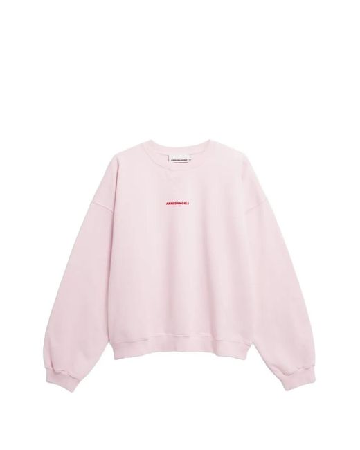ARMEDANGELS Pink Gmt Dye Logo-Print Crew-Neck Sweater