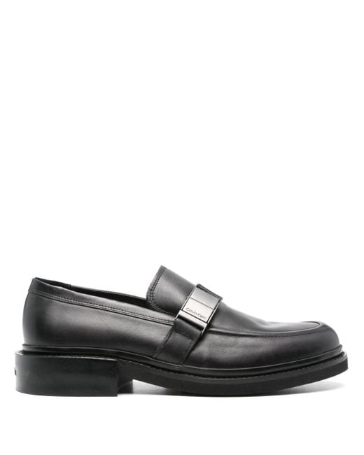 Calvin Klein Black Buckle-Embellished Loafers for men