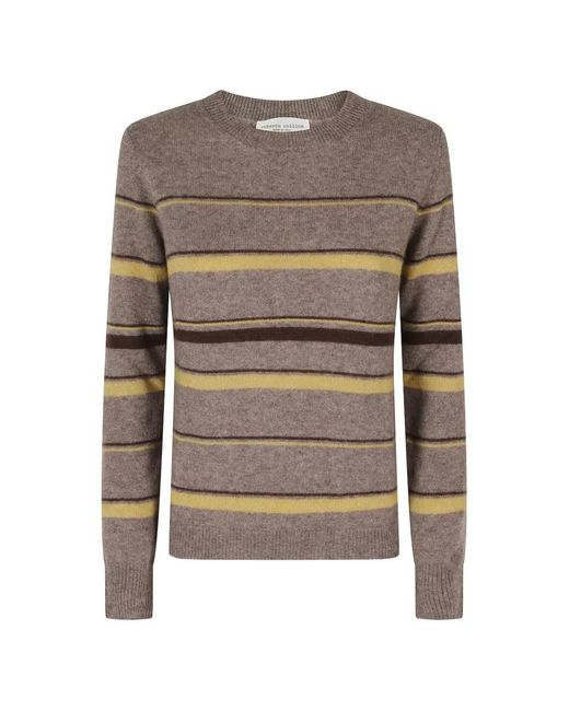 Roberto Collina Gray Striped Crew-Neck Sweater