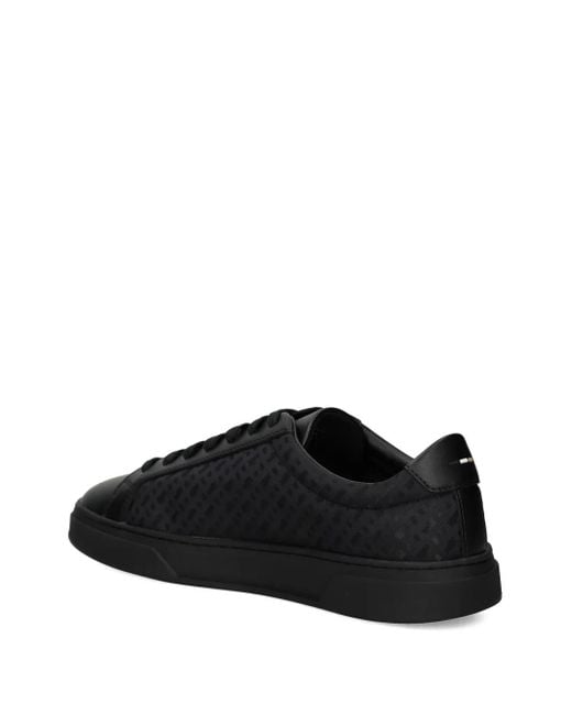 メンズ Boss パターン レザースニーカー Black