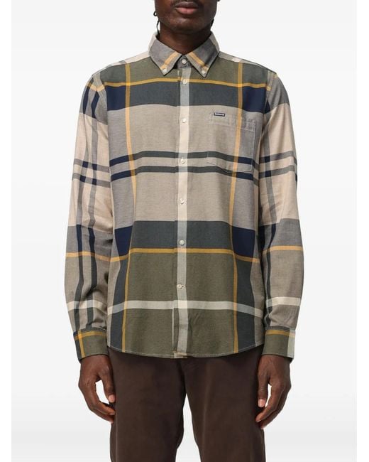 Barbour Gray Dunnon Checked Pocket Shirt for men