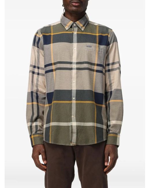 Barbour Gray Dunnon Checked Pocket Shirt for men