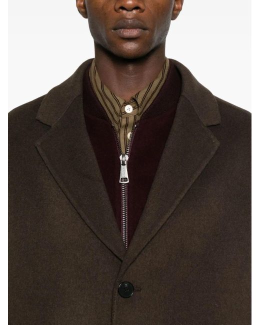 Amaranto Black Buttoned Single-Breasted Coat for men