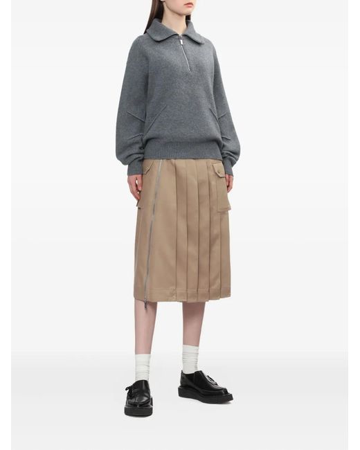 Helmut Lang Gray Zip-Collar Sweater