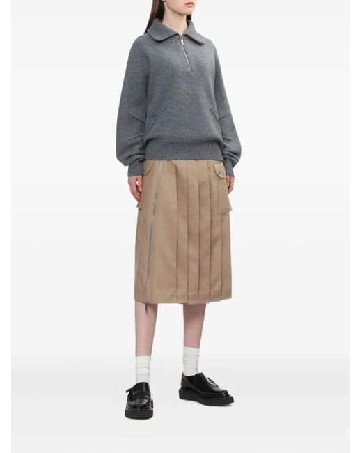 Helmut Lang Gray Zip-Collar Sweater