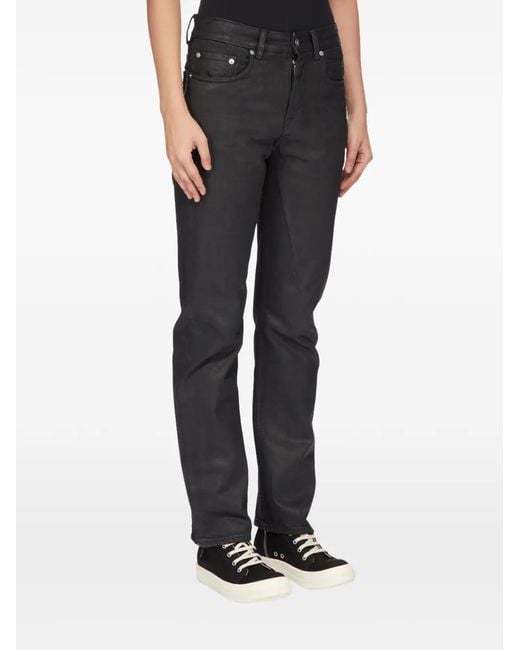 Rick Owens Black Fog Cut Waxed-Finish Jeans