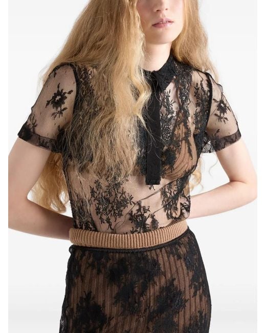 Prada Top Van Kant in het Black