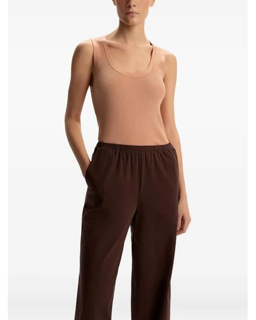 12 STOREEZ Brown Ribbed Tank Top