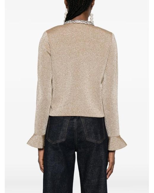 Self-Portrait Natural Crystal-Embellished Jacket