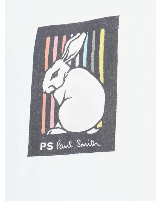 Paul Smith White Rabbit-Print T-Shirt for men