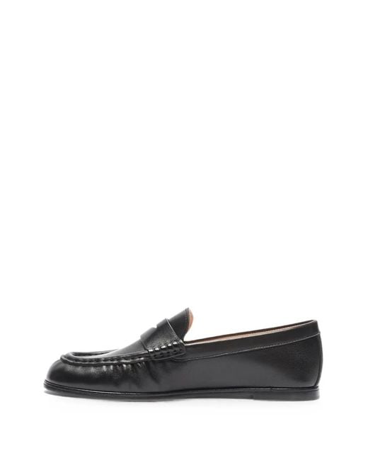 Stuart Weitzman Black Spencer Ruched-Detail Leather Loafers